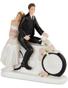 Bryllupspar På Cykel - Kagepynt 11 cm
