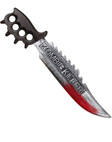 Blodig Sølvfarget Zombie Killer Machete - 50 cm