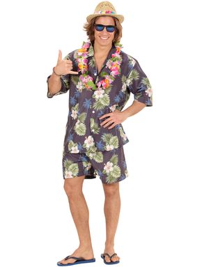 Mørk Blåt Hawaiikostume til Mænd