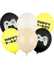 6 stk 30 cm Ballongbukett med Spilltema - Happy B-day