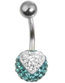 Sparkling Heart Navlepiercing - Turkis/Hvid