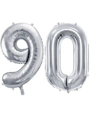 90 år balloner - 35 cm sølv
