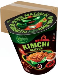 8 st Original Kimchi Ramyun - Stærk Kimchi Smag - BIBIGO - Hel Kasse 780 gram (Korea)