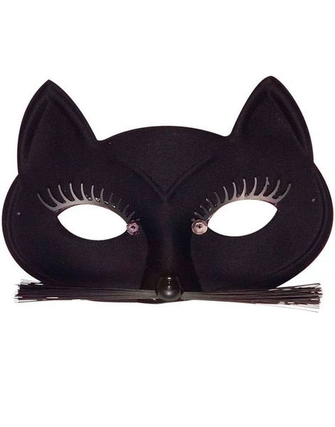 Black Cat - Sort Kattemaske Med Knurhår