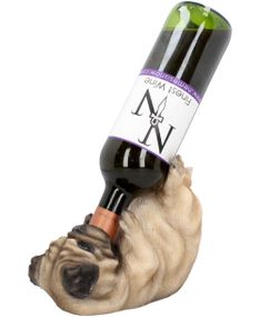 Beige Mops Hund Vinholder 22 cm