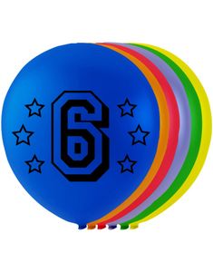 6 tal - 8 stk Flerfarvede Balloner 26 cm