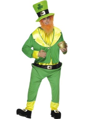 Komplet St. Patricks Day Kostume med Skæg
