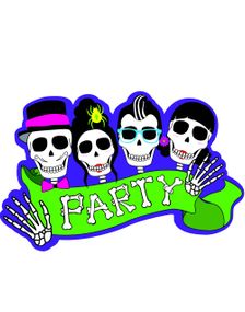 Party Skulls 40x60 cm Papdekoration - Day of the Dead