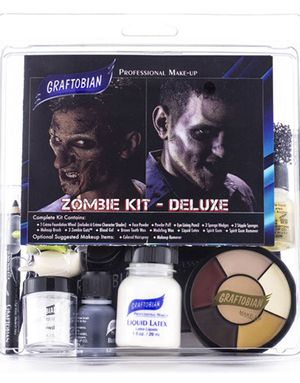 Deluxe Zombie - Graftobian Professionelt Sminkesæt 19 Dele og Instruksjoner