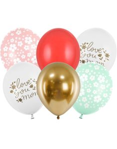 6 stk 30 cm Ballonger - Love You Mom Ballongbukett