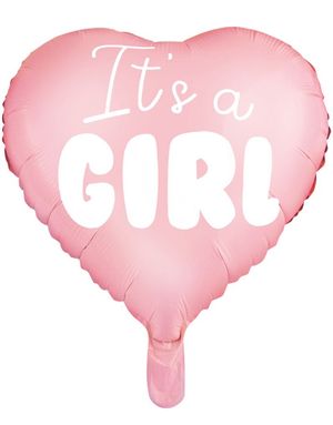 Its a Girl - Rosa Hjerteformet Folieballon 48 cm