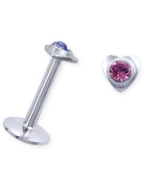 Labret med Hjerte og Blå Sten - Strl 1.2 x 8 mm