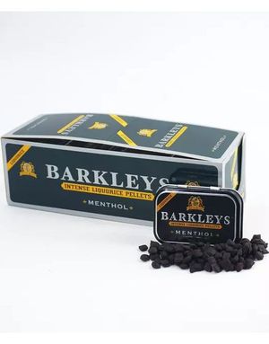 12 stk Barkleys Liquorice Pellets Menthol - Intense Små Lakridsdrops med Mentolsmag - Hel Æske