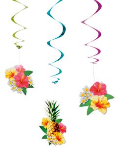 3 stk. Hængende Dekorationer 60 cm - Hawaii Paradis