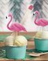 6 stk. Flamingo Kagetopper 22 cm - Aloha Tropical