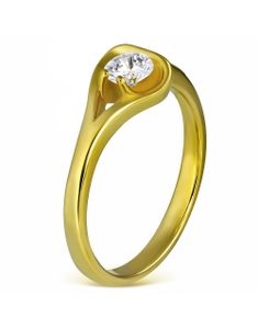 Romance - Guldfarvet Ring i Kirurgisk Stål med CZ Sten