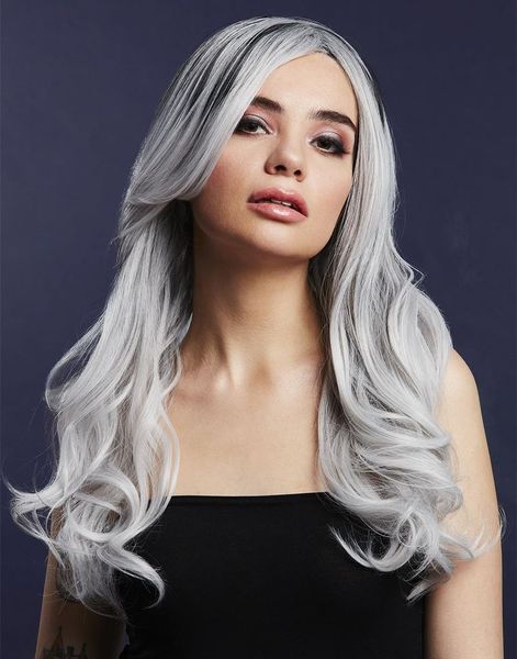 Khloe Deluxe Wig - Kan Styles! - Is-Sølvfarget Parykk med Bølger