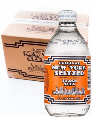 12 st Original New York Seltzer Peach Soda - Sodavand med Ferskensmag - Hel Kasse 3,55 liter (USA)