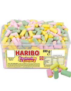 300 stk Haribo Rhubarb and Custard - Myke Godterier med Vanilje og Rabarbrasmak 810 gram