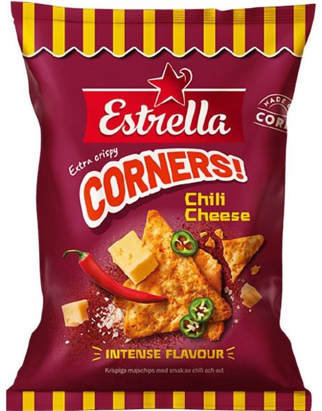 Estrella Corners Chili Cheese - Maischips med Chili og Ostesmak 160 gram