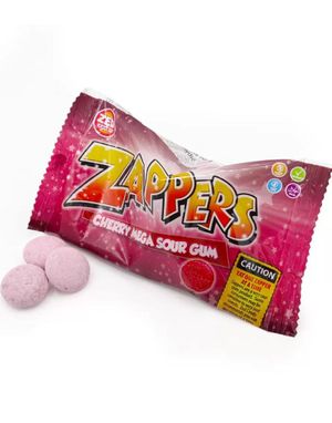 Zed Zappers Cherry Mega Sour Gum - Kjempesur Tyggegummi 50 gram
