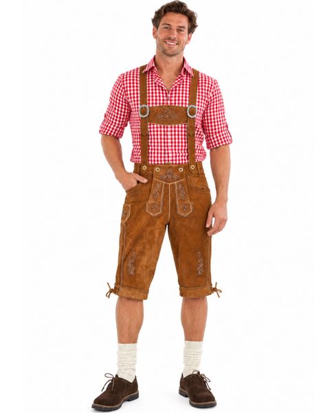 Autentisk Lys Brun Lederhosen i 100% Kvalitetskinn