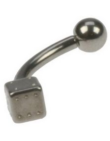 Banan Øjenbrynspiercing med Rund Kugle og Terning - 1,2 x 8 mm