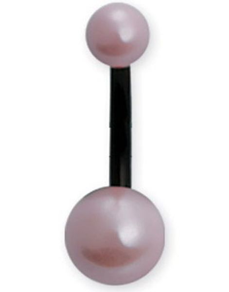 Sort Navlepiercing med Rosa Perler