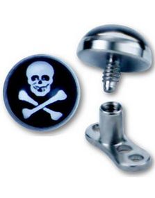 Skull - Sort og Hvid Dermal Anchor Kugle