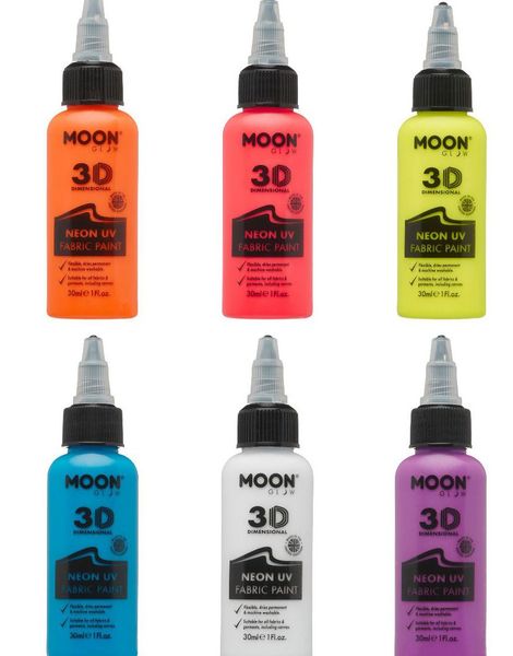 VÆLG BLANDT 8 FARVER - Neon UV/Blacklight Tekstilmaling 30 ml