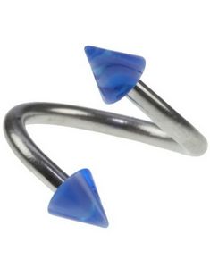 Curve Øjenbrynspiercing med Blå og Hvide Spikes - 1.2 x 8 mm