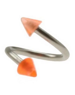 Curve Øjenbrynspiercing med Orange Pigge - 1.2 x 8 mm