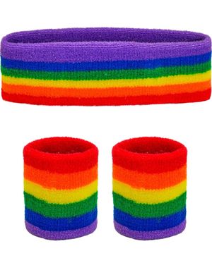 Regnbuefarvet Svedbånd Sæt 3 Dele