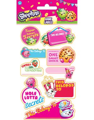 9 stk Navneskilte - Shopkins Klistermærker