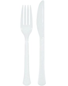 24 stykke genanvendeligt hvidt plastikbestik
