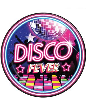 6 stk Papptallerkener 23 cm - Disco Fever