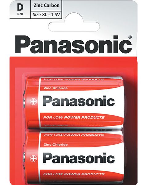 DATO PRODUKT - 2 stk. Panasonic D Zink Carbon Batterier