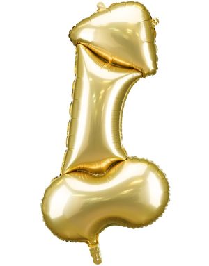 Gullfarget Stor Penis Folieballong 112 cm
