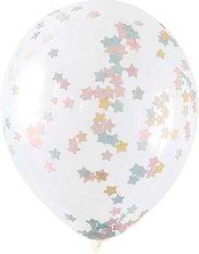 5 stk 30 cm Gennemsigtige Balloner med Pastel Stjerne-Konfetti