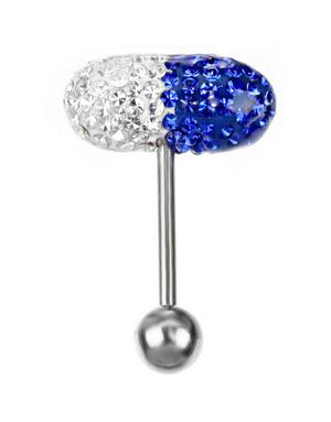 Hvid & Blå Diamant Pil - Tungepiercing
