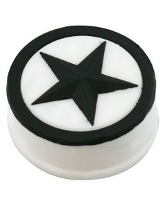 Sort Stjerne - Hvid Piercing Plug