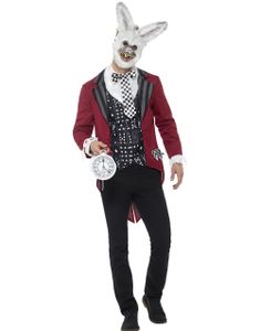Scary White Rabbit Herrekostume med Maske