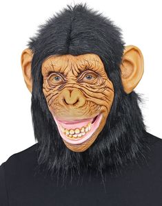 Heldækkende Chimpanser Latexmaske med Imiteret Pels