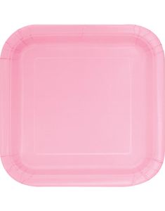 14 stk Firkantede Lys Rosa Paptallerkner 22 cm