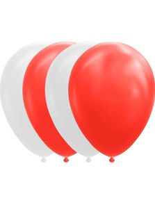10 stk 30 cm - Røde og Hvite Ballonger