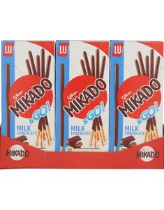 24 Stk Mikado & Go - Kiks Pinde Overtrukket Med Mælkechokolade - Hel Kasse 936 Gram (Japan)