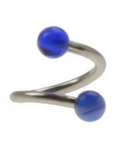 Curve Øjenbrynspiercing med Blå og Hvide Kugler - 1.2 x 8 mm