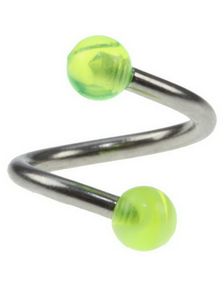 Curve Øjenbrynspiercing med Gule Kugler - 1.2 x 8 mm