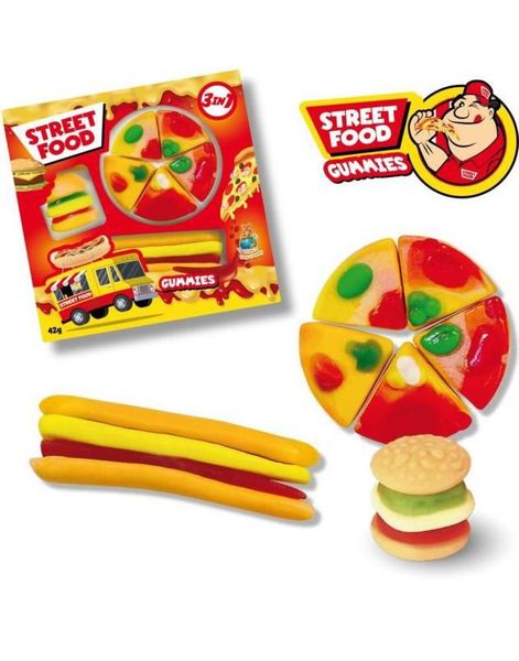 Street Food Gummies - Vingummi Pizza, Burger og Pølse 42 gram