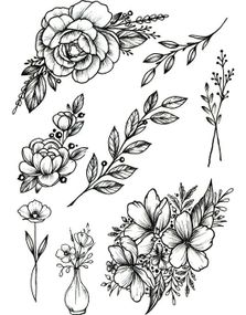 Flowers & Branches - 8 stk Tatoveringer (Fake Tattoo)